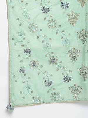 Women's Green Organza Embroidered Dupatta 5
