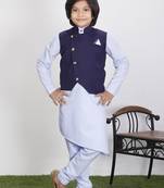 Boy's Silk Cotton Kurta Pyjama and Waistcoat Set