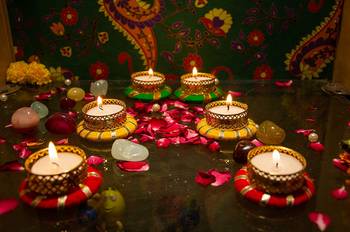 BK Creation Tea Candle Holder and Diwali Decoration Items Traditional Designer Diya for décor Multicolour Set of 6 1