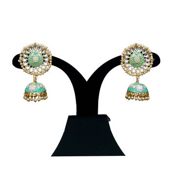 Multicolor kundan  minakari jumki  jhumkas 1