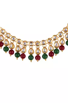 Multicolor kundan and alloy necklaces