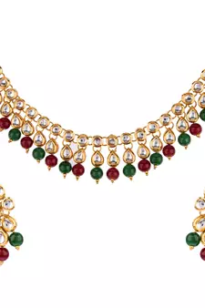 Multicolor kundan and alloy necklaces
