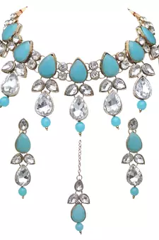 Multicolor kundan and alloy necklaces
