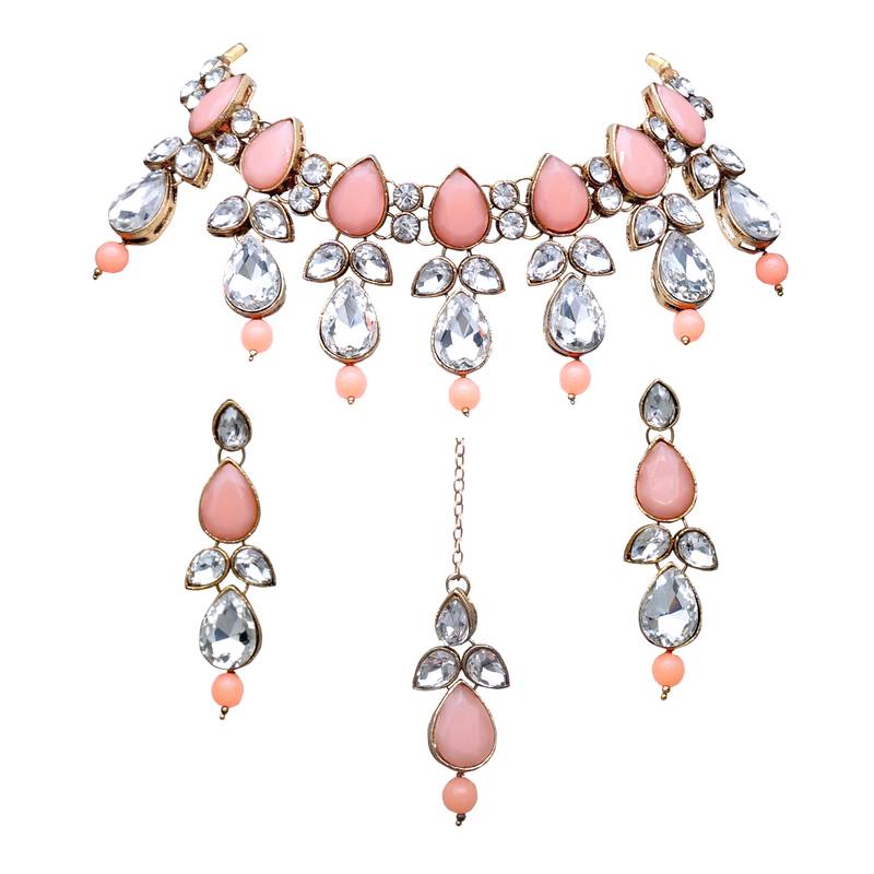 Multicolor kundan and alloy necklaces