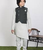 Boy's Cotton Kurta Pyjama and Waistcoat Set