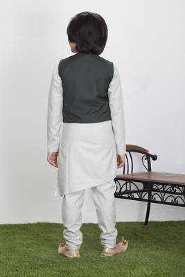 Boy's Cotton Kurta Pyjama and Waistcoat Set 2