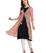 Orange printed georgette georgette-kurtis