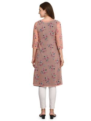 Orange printed georgette georgette-kurtis 2