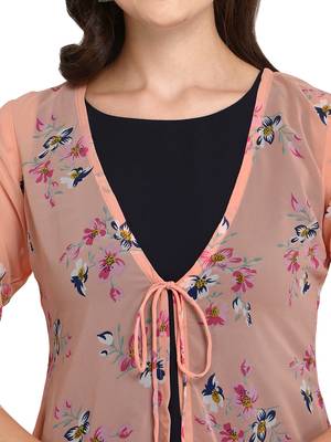 Orange printed georgette georgette-kurtis 4