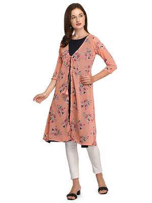 Orange printed georgette georgette-kurtis 5