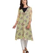 Yellow printed georgette georgette-kurtis
