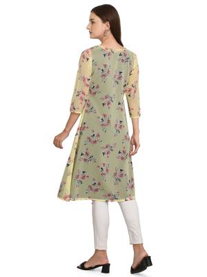 Yellow printed georgette georgette-kurtis 2