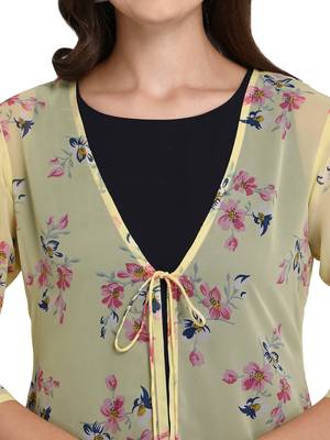 Yellow printed georgette georgette-kurtis 4