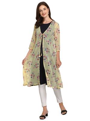 Yellow printed georgette georgette-kurtis 5