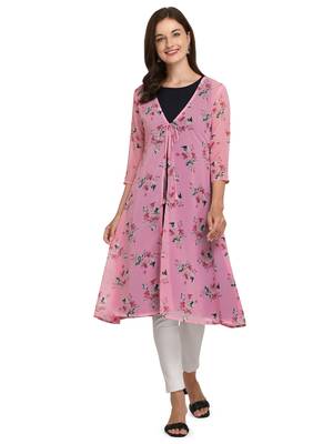 Pink printed georgette georgette-kurtis 1
