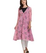 Pink printed georgette georgette-kurtis