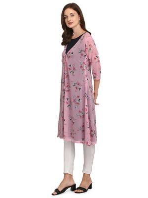 Pink printed georgette georgette-kurtis 3