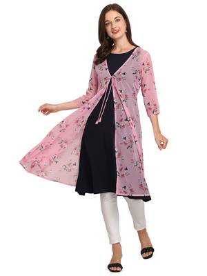 Pink printed georgette georgette-kurtis 5
