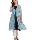 Navy-blue printed georgette georgette-kurtis