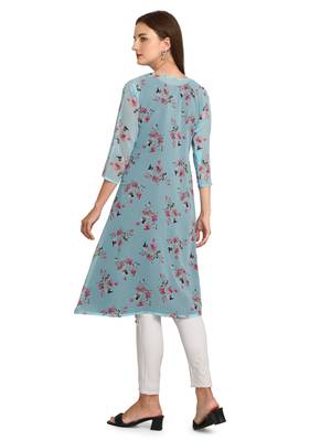 Navy-blue printed georgette georgette-kurtis 2