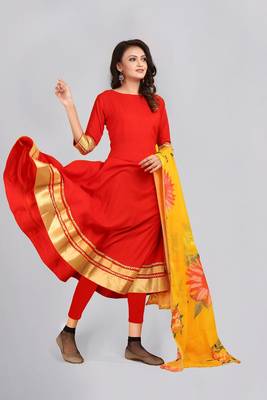 Red woven
 rayon
 ethnic-kurtis
 1