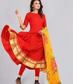 Red woven
 rayon
 ethnic-kurtis
