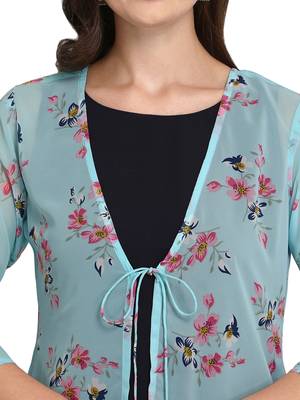 Navy-blue printed georgette georgette-kurtis 4