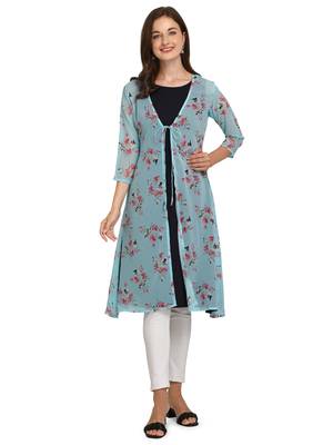 Navy-blue printed georgette georgette-kurtis 5