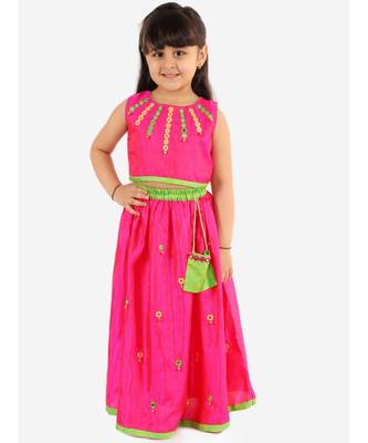 Rani Pink Mirror Bells Lehenga Choli 1