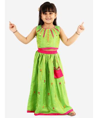 Green Mirror Bells Lehenga Choli 2