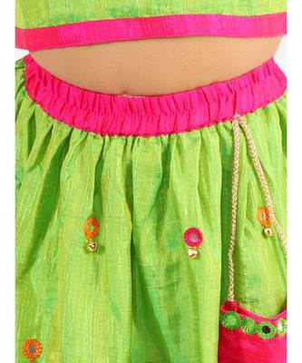 Green Mirror Bells Lehenga Choli 3