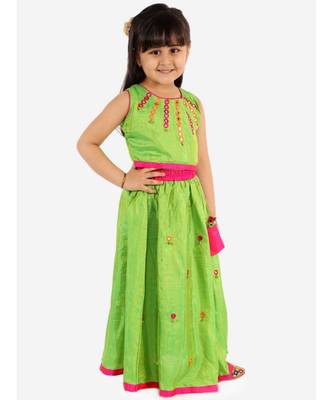 Green Mirror Bells Lehenga Choli 5