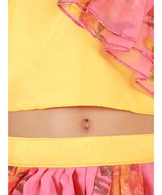 Yellow Diva Cross Frill Choli With Organza Lehenga 4