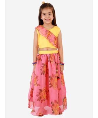 Yellow Diva Cross Frill Choli With Organza Lehenga 5
