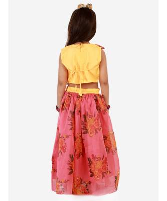 Yellow Diva Cross Frill Choli With Organza Lehenga 6