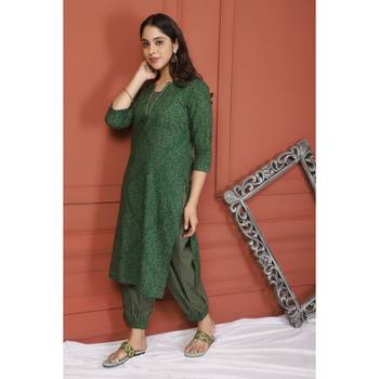 Green Printed Kurta And Bottom 3
