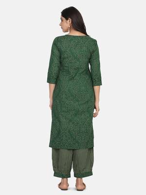 Green Printed Kurta And Bottom 11