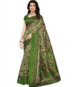Green & Beige Art Silk Printed Saree with Blouse Piece