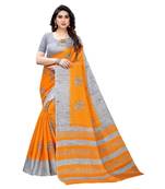 Mustard & Grey Khadi Printed Saree with Blouse Piece