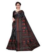 Black Khadi Printed Saree with Blouse Piece