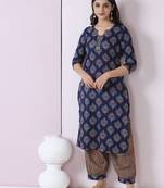 Indigo Printed Kurta And Bottom