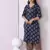 INDIGO PRINTED KURTA AND BOTTOM