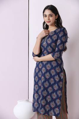 Indigo Printed Kurta And Bottom 3