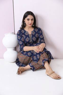 Indigo Printed Kurta And Bottom 5