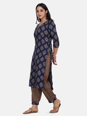 Indigo Printed Kurta And Bottom 8