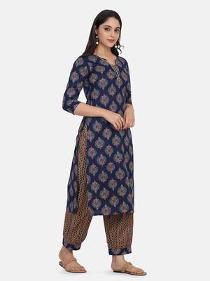 Indigo Printed Kurta And Bottom 9