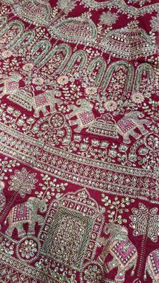 Exclusive Heavy Bridal Hand Work  Touch Up Rani Lehnga 3