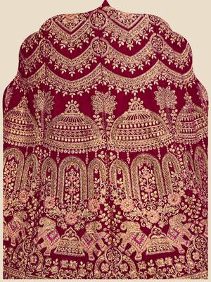 Exclusive Heavy Bridal Hand Work  Touch Up Rani Lehnga 4