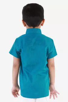 Boys Blue Cotton Blend Ethnic Shirt