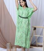 GREEN PRINTED KAFTAN WITH EMBROIDERED BELT
